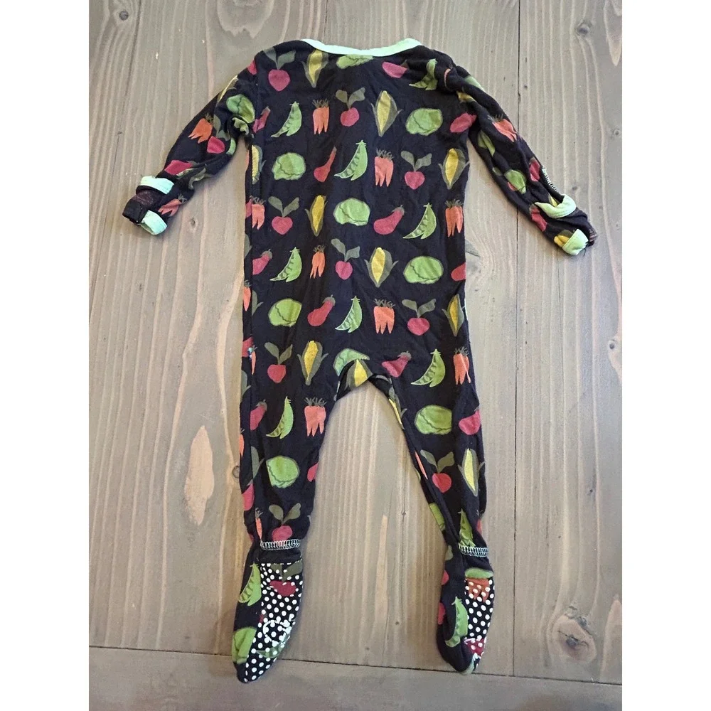 K38 KicKee Pants Vegetable Print Bamboo Footie Pajamas 3-6 Months Zippy Sleeper